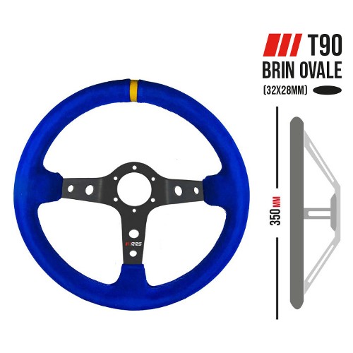 RRS Corsa Steering Wheel 350mm Diameter 90mm Dish Blue Suede