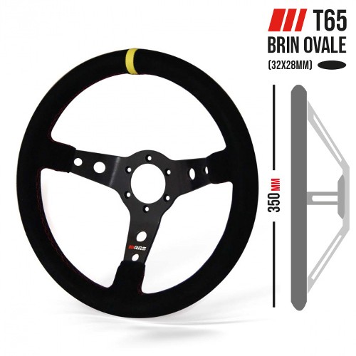 RRS MONTE CARLO Steering Wheel, Black Spokes, Suede, 32x28mm Grip Section