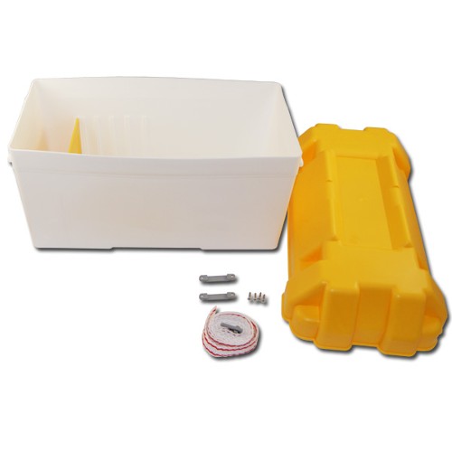 RRS moulded plastic battery box is perfect for battery re-location in rally/race car