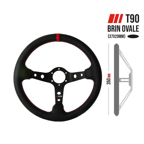 RRS Rally Steering Wheel, 350mm Diameter, 90mm Dish, Synthetic Leather