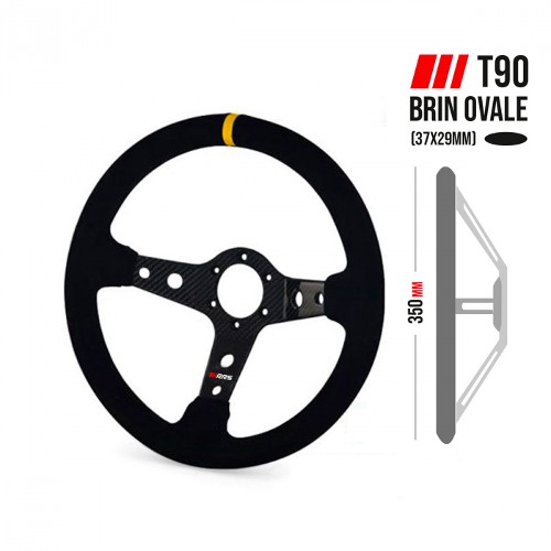 Extra Light Carbon Steering Wheel 350mm Diameter 90mm Dish